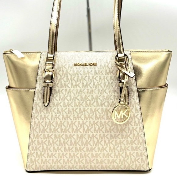 Michael Kors Large Charlotte TZ Tote Bag Gold - Picture 1 of 12